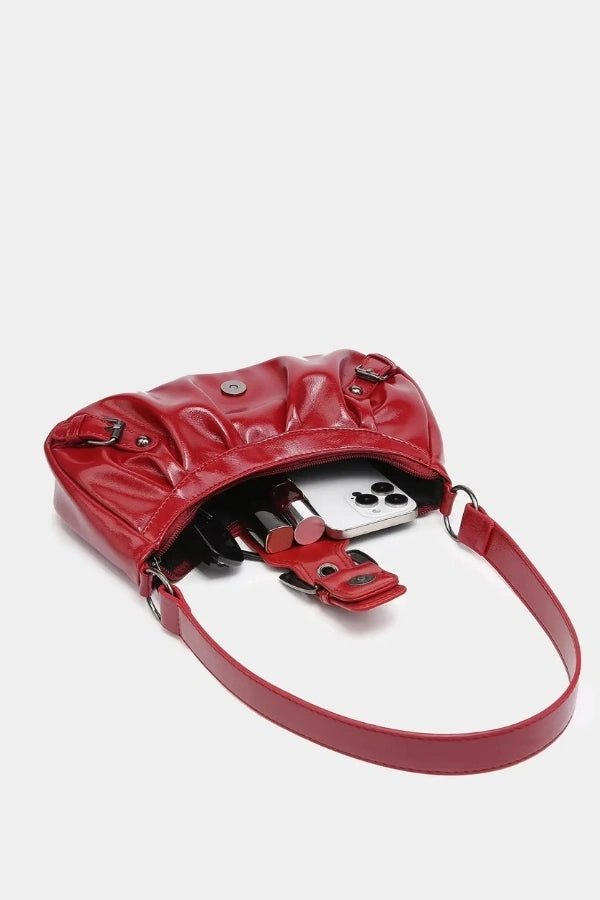 Salbeigrüne Schultertasche mit Schnalle