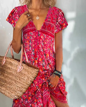 Carlyn Robe à col en V et à manches