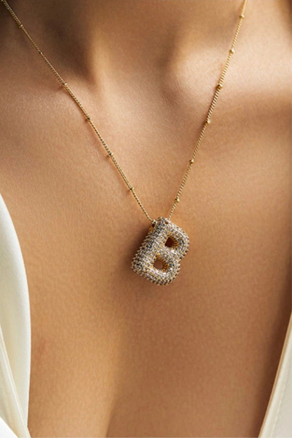 Savannah Diamond Bubble Letter Necklace
