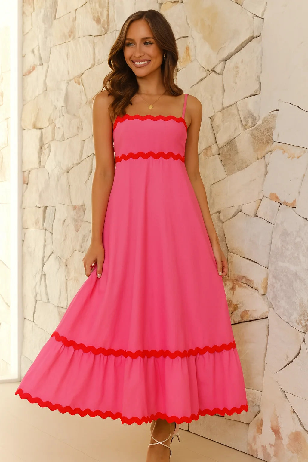 knee length dresses for ladies Scalloped Trim Lace Maxi Dress – Miss to Mrs Boutique main image 1