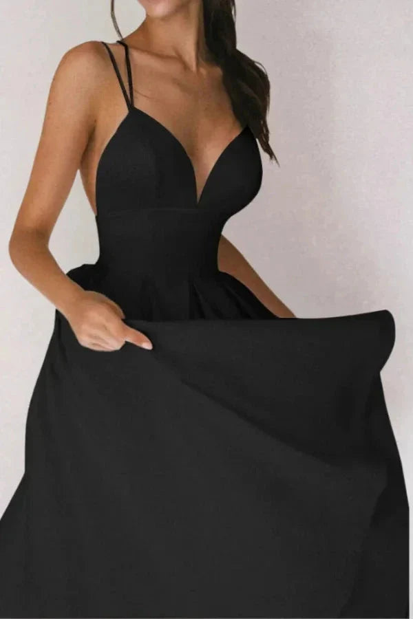 Back view of the Kouvr Fashion Midnight Allure dress showing the criss-cross straps.