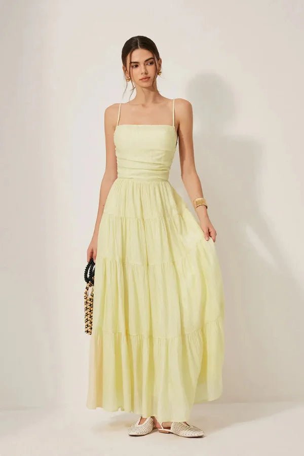 Tiered Backless Maxi Dress Butter Yellow | Smocked Bodice Sundress | Summer  Wedding Guest & Vacation Outfit | Lightweight Crinkle Cotton