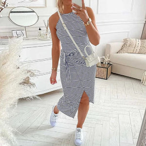 Mari Robe à manches rayées