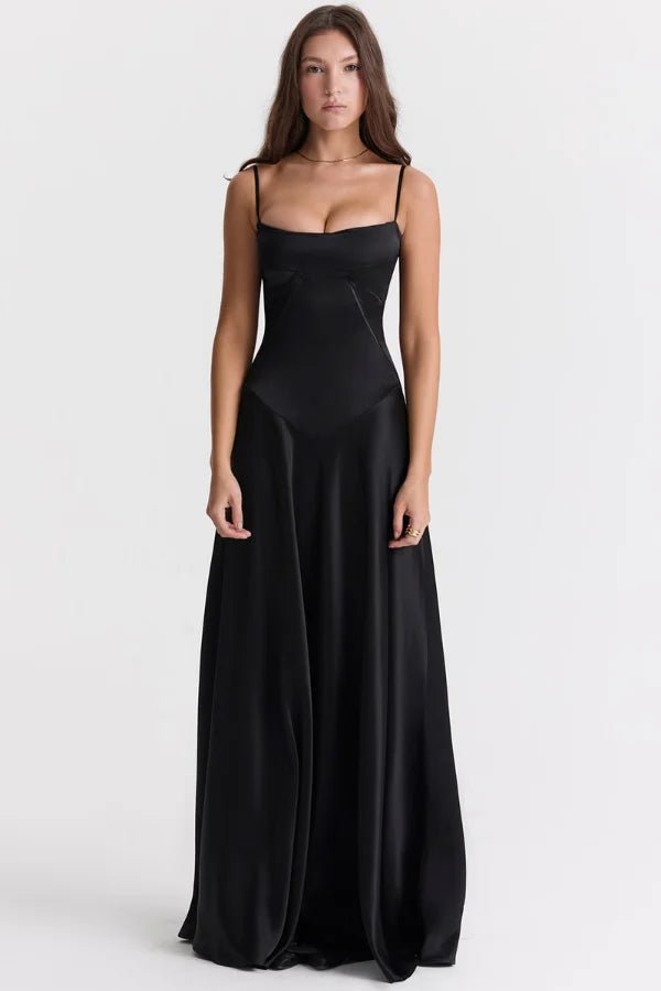 Gabriella – The Silky Satin Corset Maxi Dress