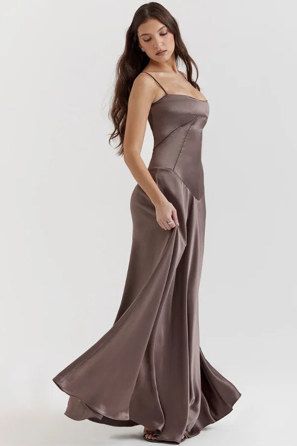 Gabriella – The Silky Satin Corset Maxi Dress