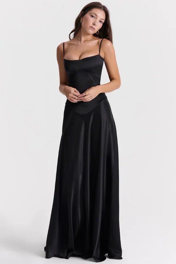 Gabriella – The Silky Satin Corset Maxi Dress