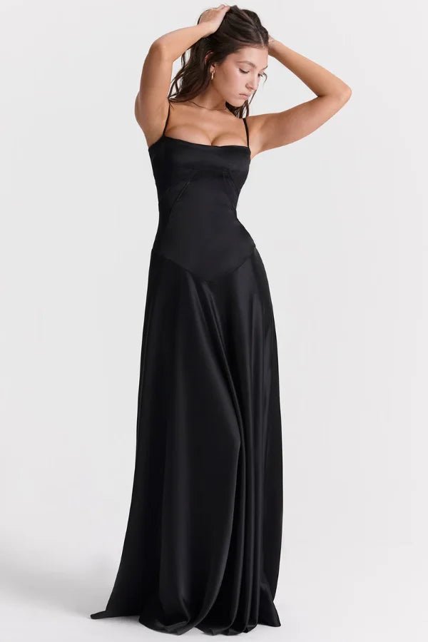 Gabriella – The Silky Satin Corset Maxi Dress