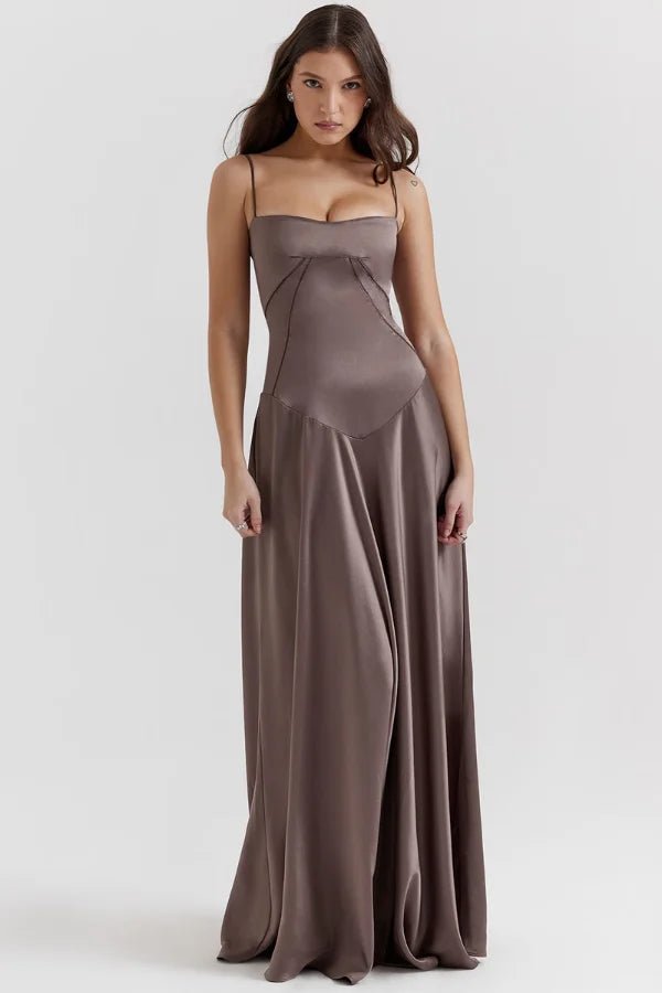 Gabriella – The Silky Satin Corset Maxi Dress