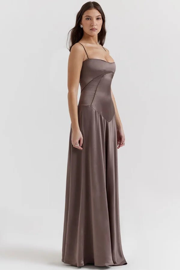 Gabriella – The Silky Satin Corset Maxi Dress