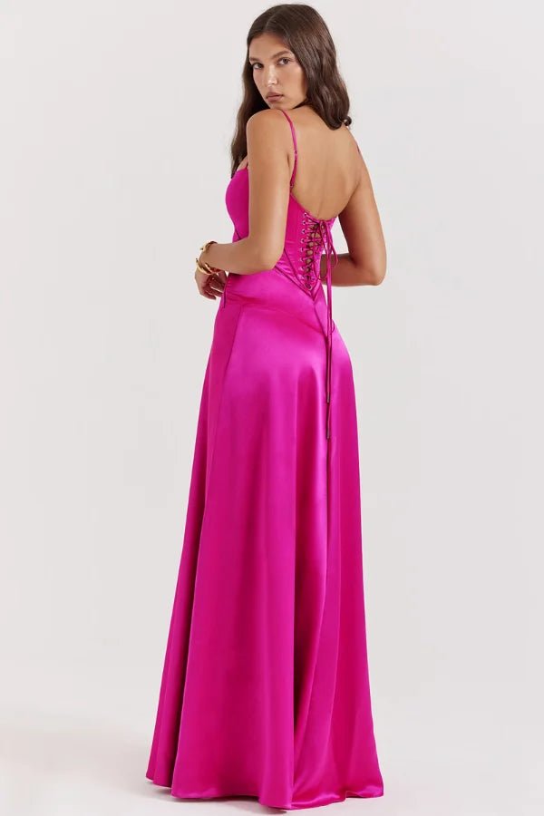 Gabriella – The Silky Satin Corset Maxi Dress