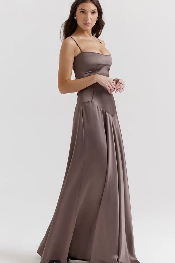 Gabriella – The Silky Satin Corset Maxi Dress