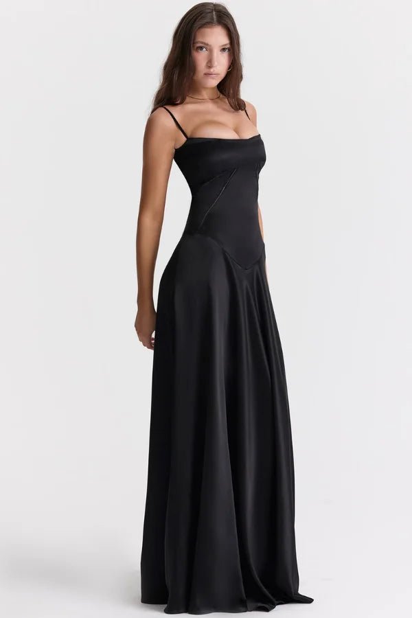 Gabriella – The Silky Satin Corset Maxi Dress