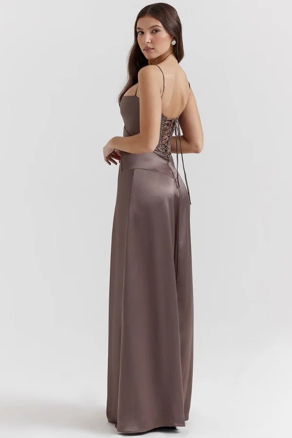 Gabriella – The Silky Satin Corset Maxi Dress