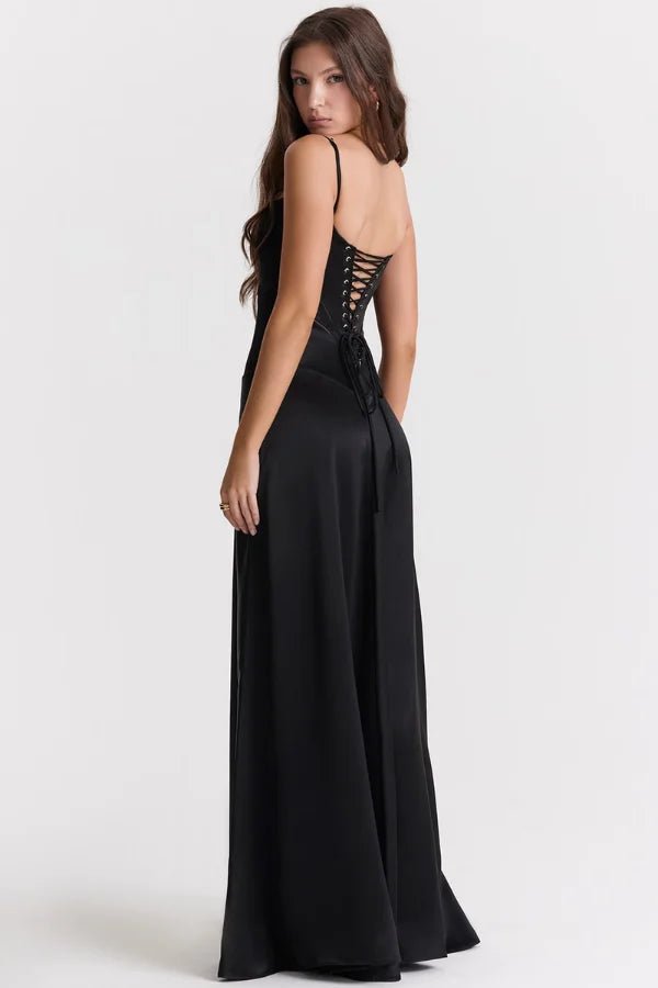 Gabriella – The Silky Satin Corset Maxi Dress