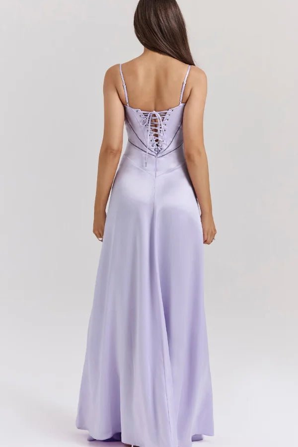 Gabriella – The Silky Satin Corset Maxi Dress