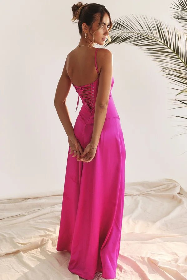 Gabriella – The Silky Satin Corset Maxi Dress