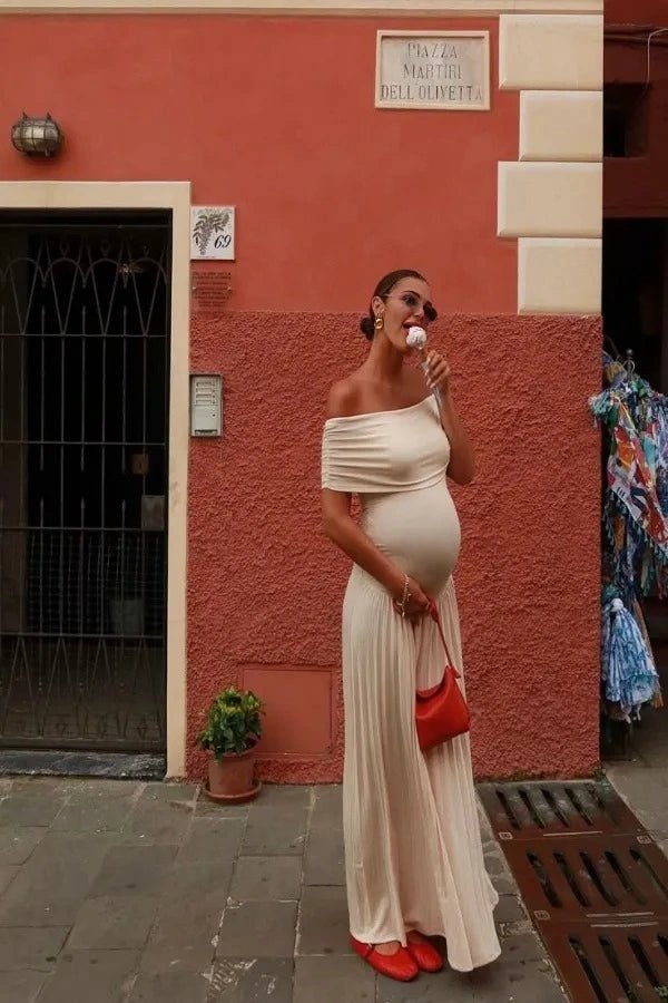 Kamara Off Shoulder Pleated Maxi Dress