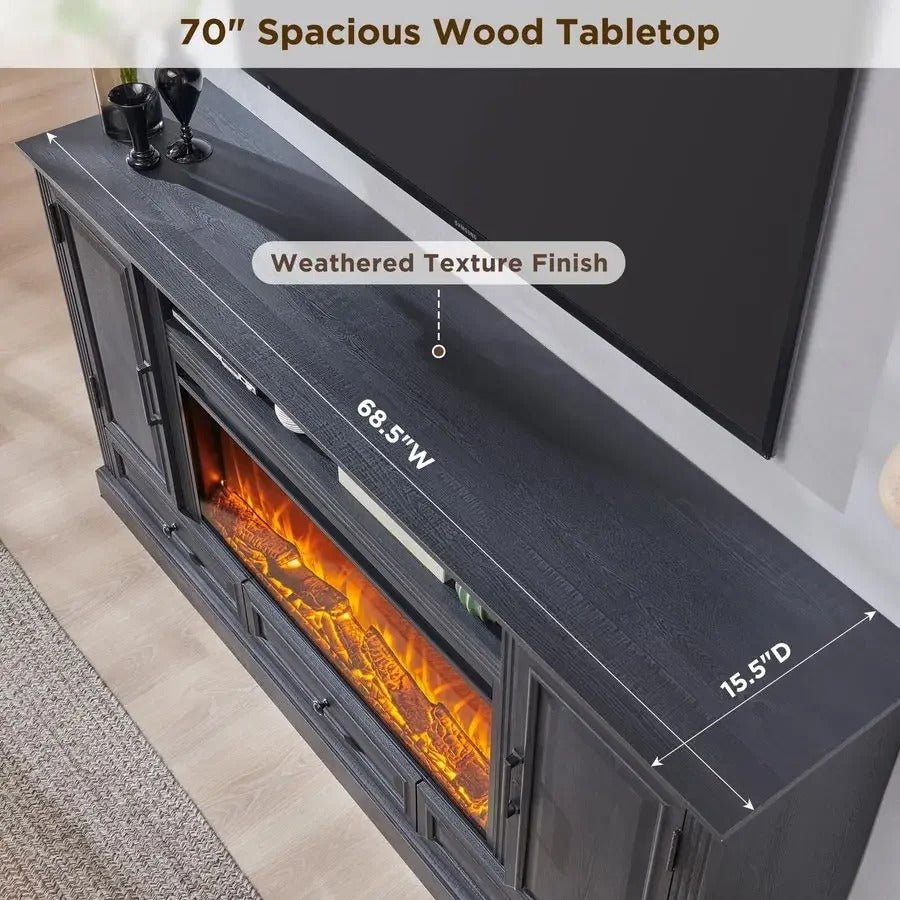 Lysander - Farmhouse Electric Fireplace TV Stand