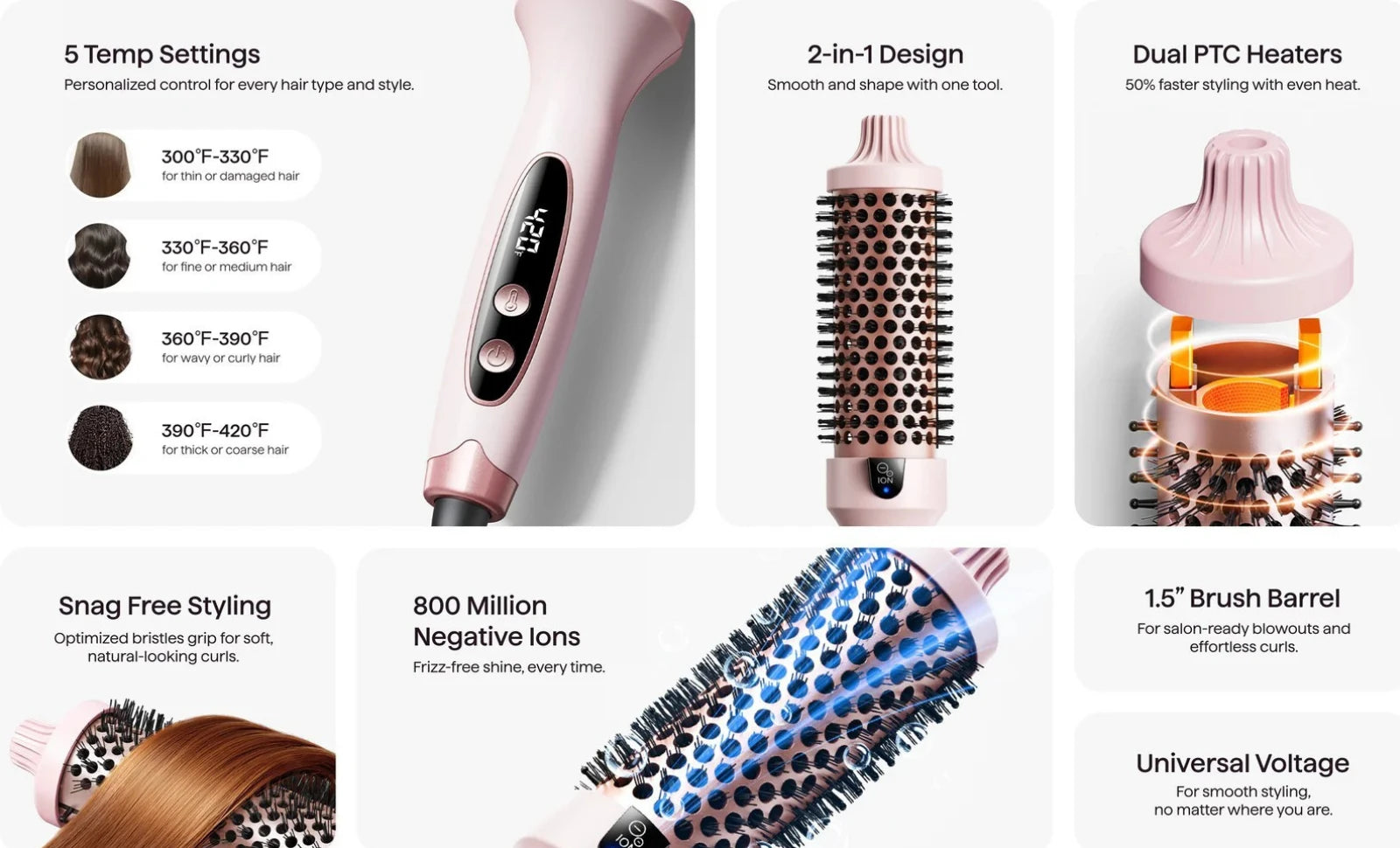 Hair styling product features