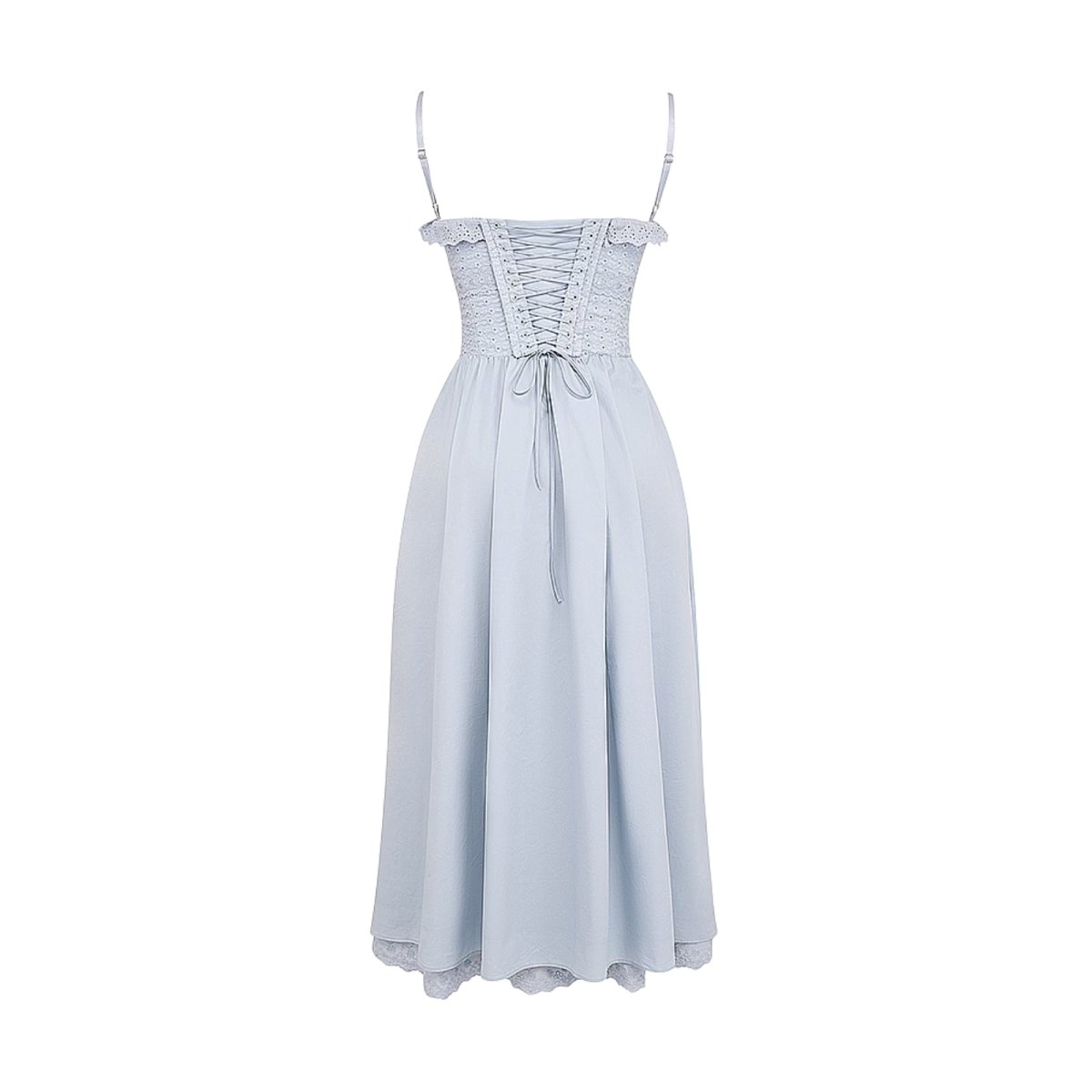Light blue Kouvr dress with thin straps on a white background