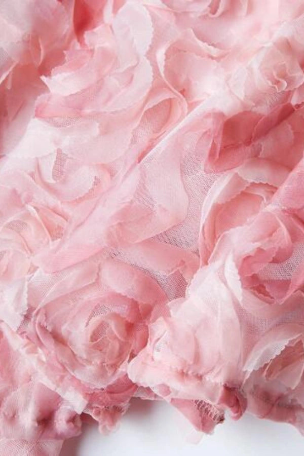 bandeau bodice," "A-line silhouette," "voluminous skirt," "coquette aesthetic," "balletcore dress," and "romantic attire