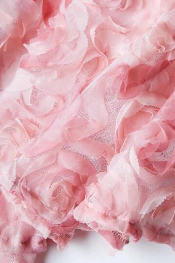 bandeau bodice," "A-line silhouette," "voluminous skirt," "coquette aesthetic," "balletcore dress," and "romantic attire