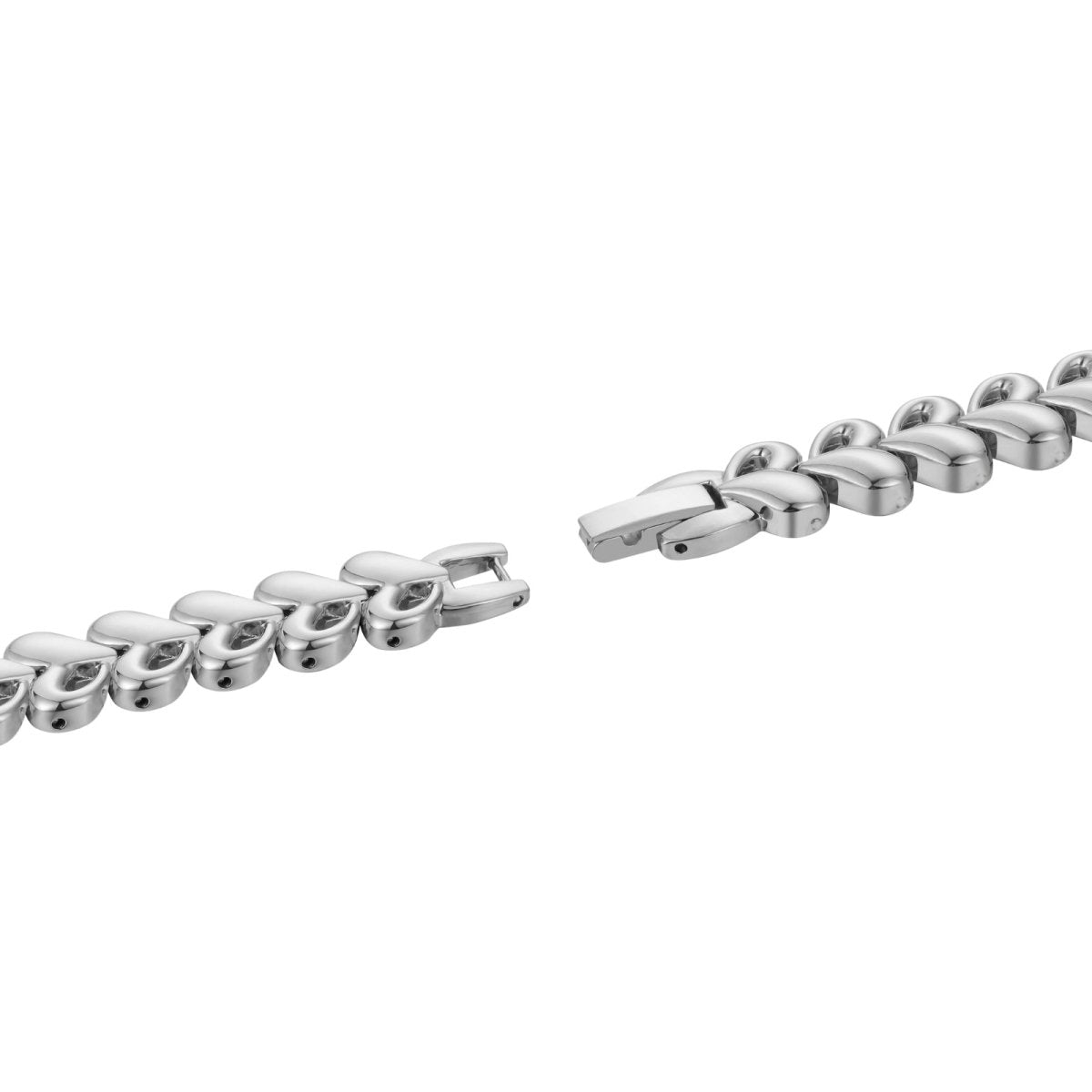 Silver kouvr bracelet on a white background