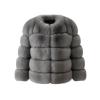 Product-only image of the grey Alexia faux fur jacket from the front on a white background.