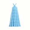 Light Blue Kouvr dress with a ruffled skirt on a plain background