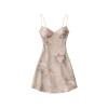 Flat lay of the Kouvr Ariadne beige floral bustier dress, highlighting the sweetheart neckline and rose print detail.