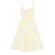 Kouvr's Aviva yellow floral vintage-inspired midi dress with sweetheart neckline and pockets