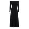 Black kouvr  off-shoulder long dress on a white background