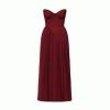 kouvr fashion burgundy strapless gown on a white background.