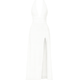 plunging v-neck dress, high slit gown, open-back maxi, resort formal wear, white wedding guest dress, floor-length summer dress