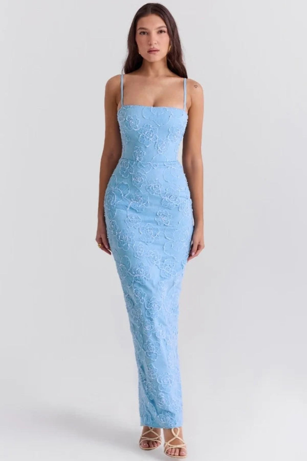 Light Blue Floral Maxi Dress | Square Neck Bodycon Formal Gown for Wedding Guest & Prom | Embroidered Evening Dress Kouvr Fashion Light Blue Floral Maxi Dress | Square Neck Bodycon Formal Gown for Wedding Guest & Prom | Embroidered Evening Dress Kouvr Fashion