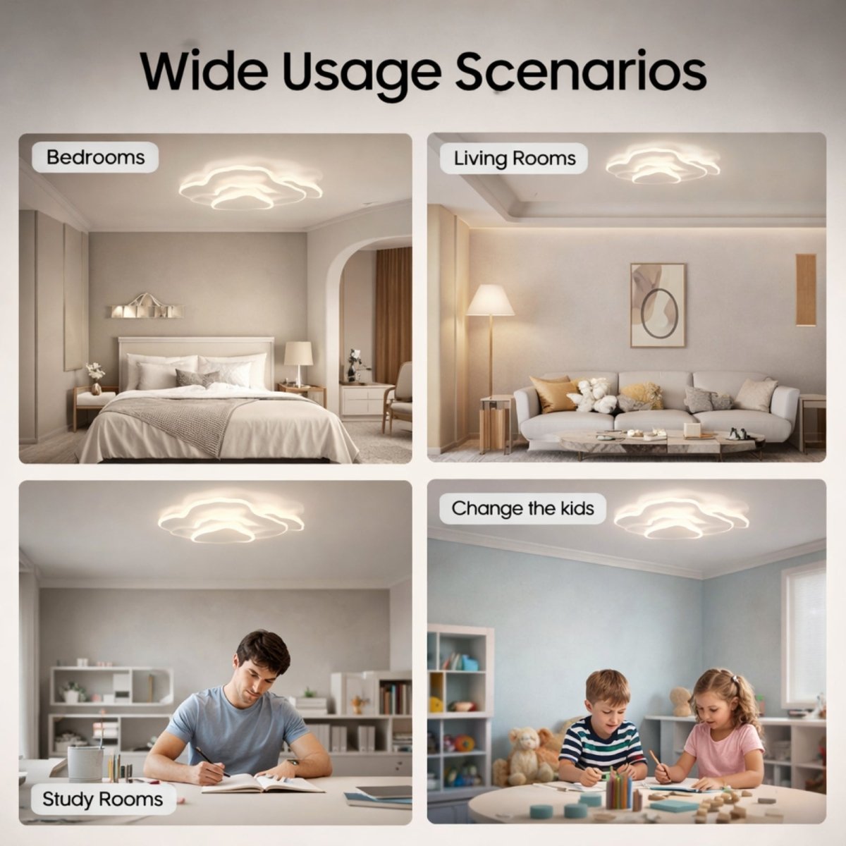Technical specification diagram of the cloud light showing 53cm width, aluminum frame construction, and 36W LED power output.