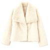 Luxury vegan fur coat
- Women's plush winter jacket
- Cream evening jacket
- Wide collar faux fur coat
- Off-white cropped outerwear
