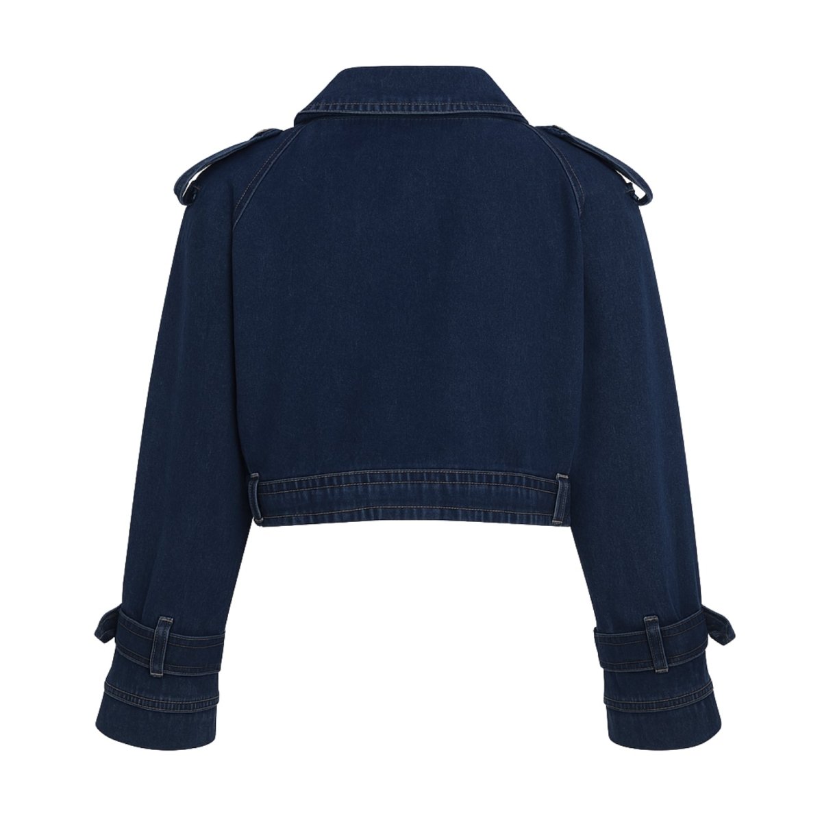 Kouv blue denim jacket on a white background