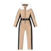Khaki Kouvr jumpsuit with a black belt on a white background