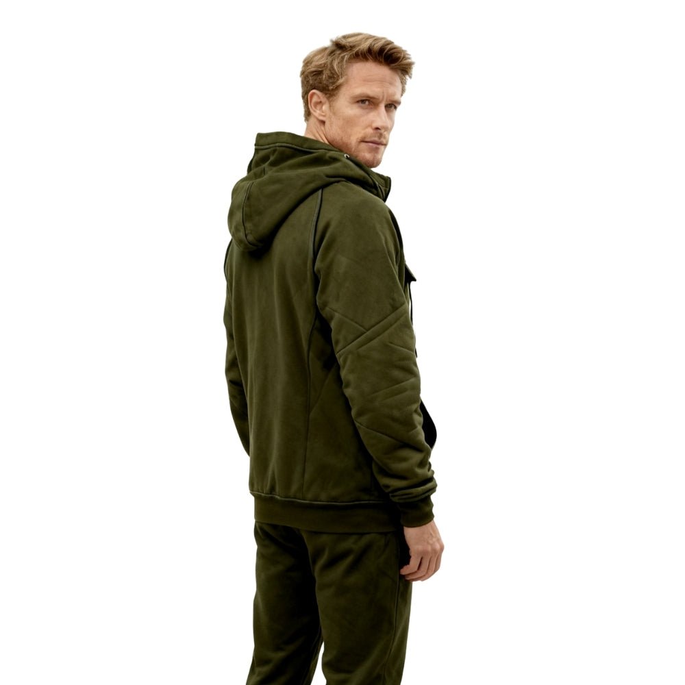men's luxury hoodie", "designer utility hoodie", "heavyweight half-zip pullover", and "olive green tactical hoodie