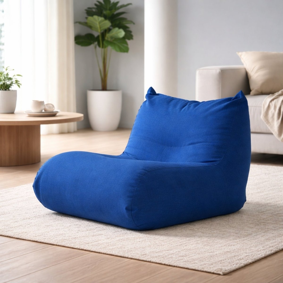 Ergonomic diagram of floor sofa highlighting back support, waist support, hips support, and leg support zones.