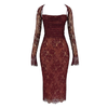scalloped hem," "ruched bodice," "sheer floral," "elegant evening wear," "sophisticated cocktail attire