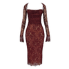 scalloped hem," "ruched bodice," "sheer floral," "elegant evening wear," "sophisticated cocktail attire