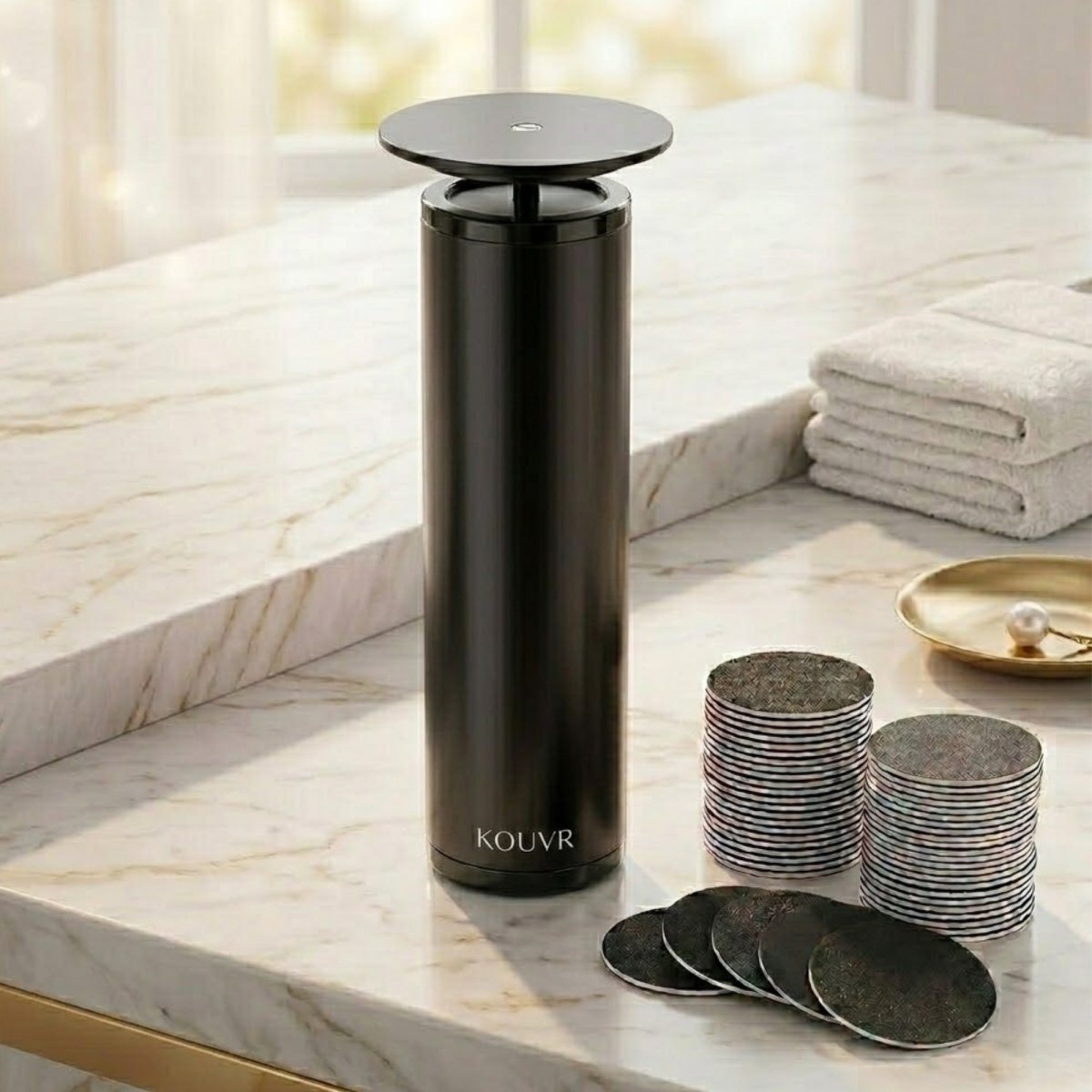 Kouvr luxury matte black electric pedicure tool for cracked heels and dead skin removal