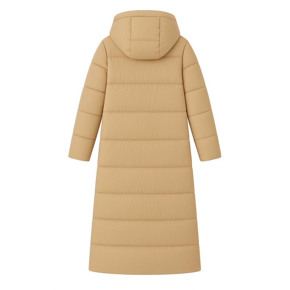 down-filled overcoat", "cold-weather essential", "quilted jacket", "insulated outerwear", "winter wardrobe staple