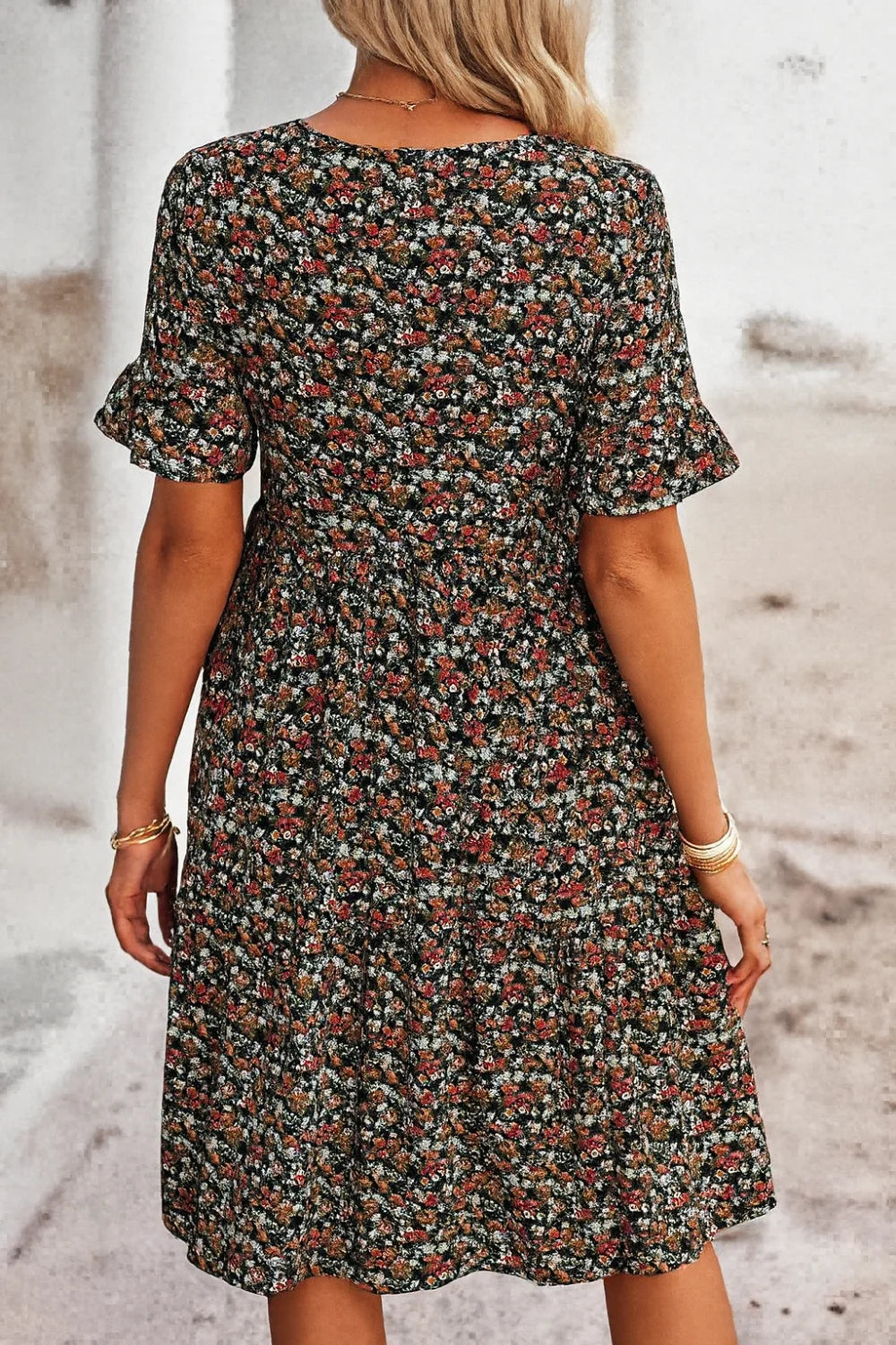 Boho dress, romantic dress, vacation outfit, brunch dress, cottagecore aesthetic, lightweight flowy dress, ditsy floral print