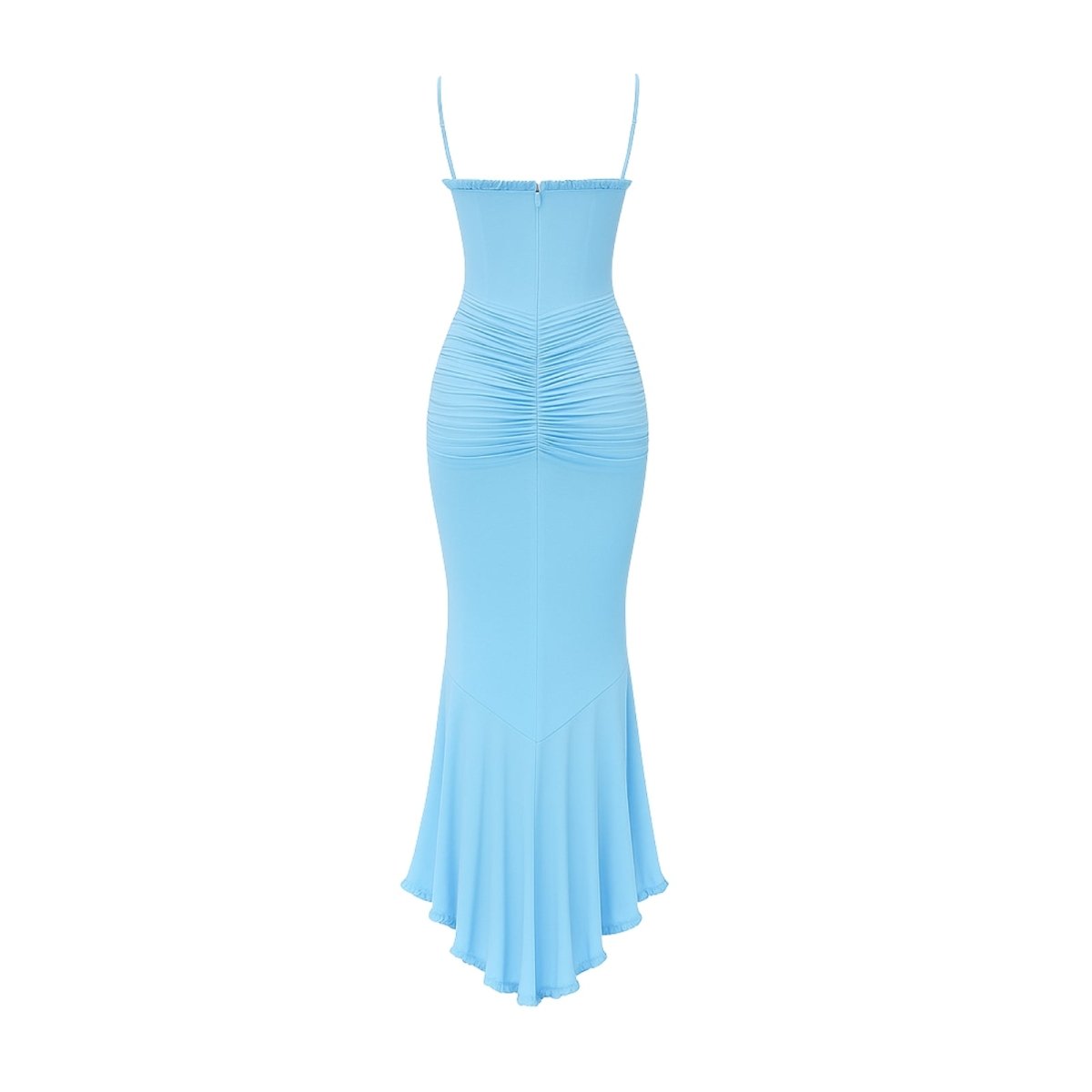 Light blue kouvr dress with thin straps on a white background