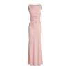 Product-only image of the deborah pink formal gown from Kouvr Fashion, displaying the bateau neckline and lace wrap waist detail.