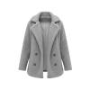 Flatlay product shot of the Kouvr Fashion light grey teddy coat, open to show the double-breasted buttons and smooth interior lining.