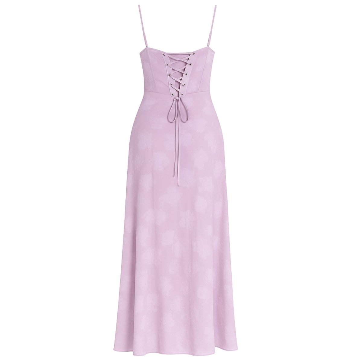 Purple Kouvr dress with lace-up front on a white background